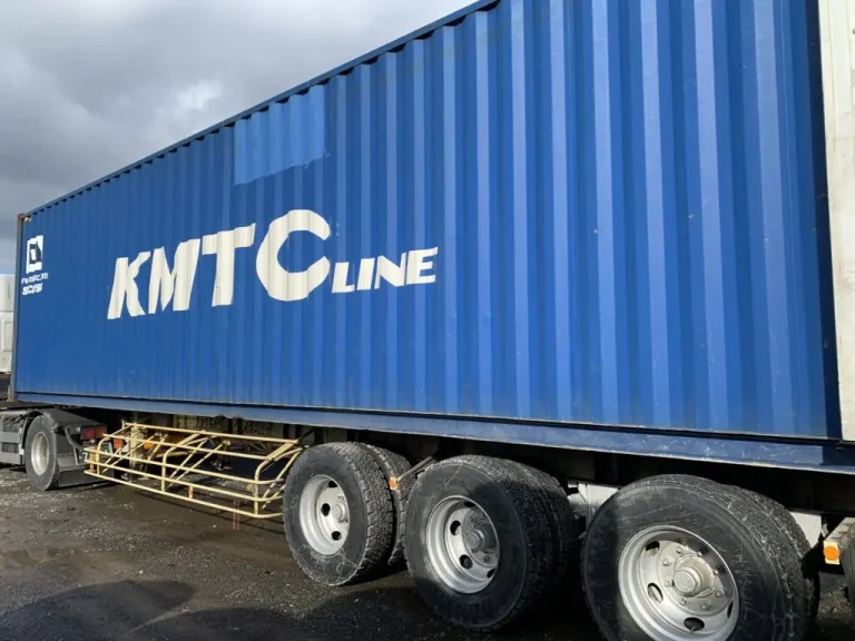 A 40ft shipping container on a trailer at the yard in Japan during the June 2026 used tyre loadings